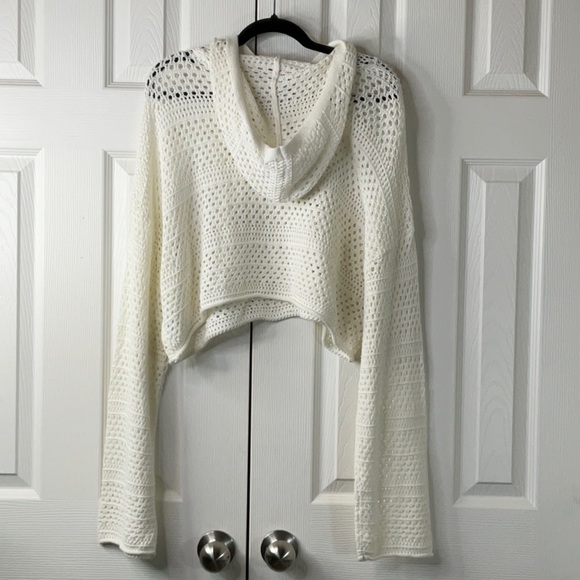 Sincerely Jules White Open Knit Hoodie Top Size XL - Picture 5 of 9